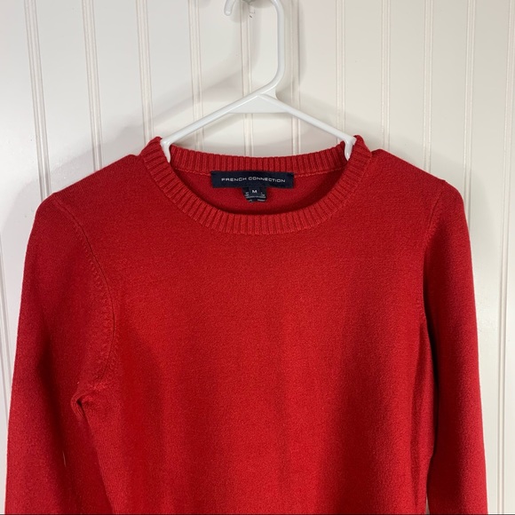French Connection Bold Red Crew Neck Sweater - Picture 2 of 5